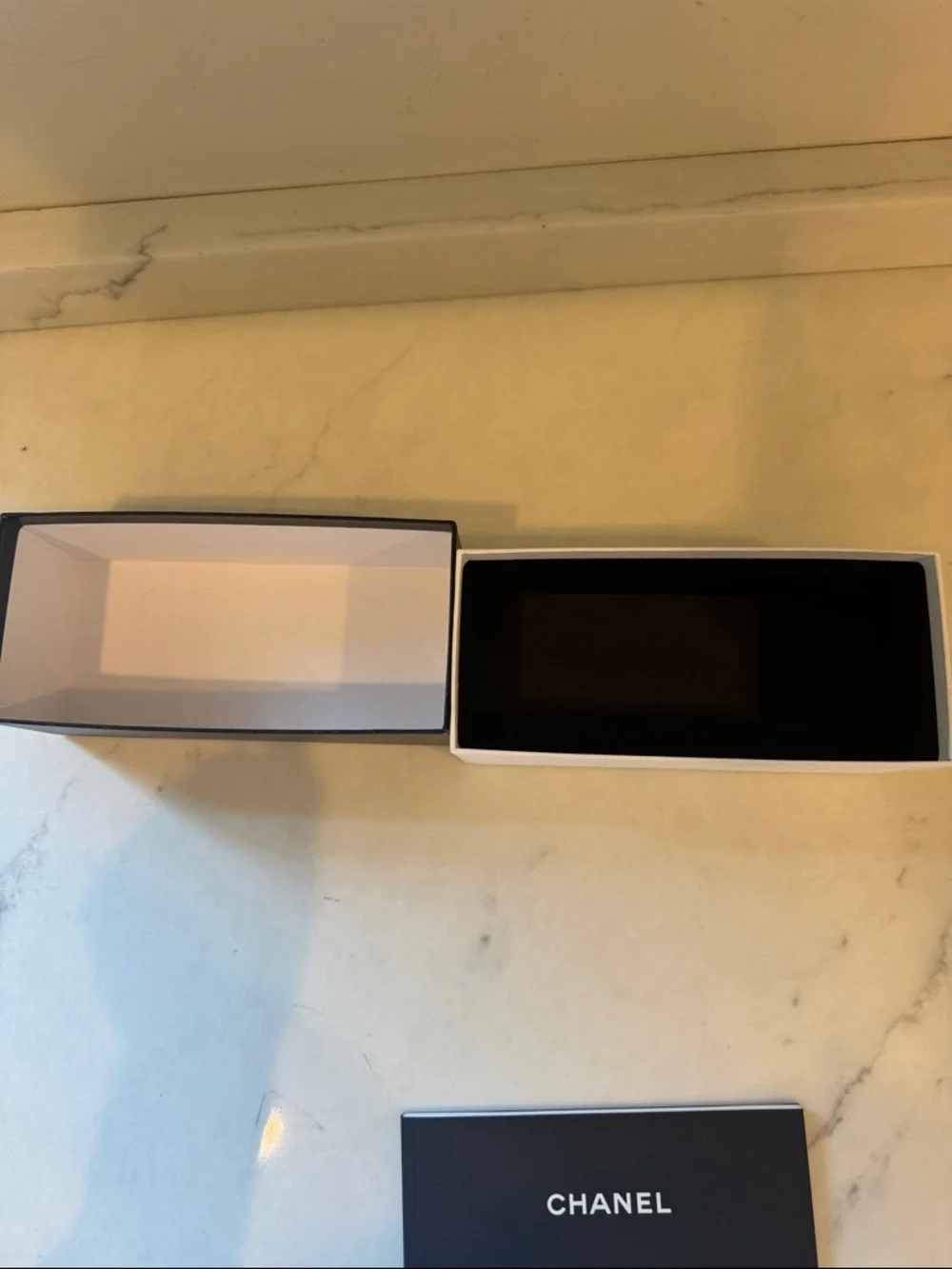 CHANEL Black and White Branded Box with Booklets 7x3x3